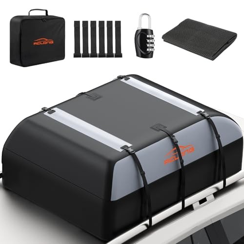 21 Cubic Feet Car Roof Bag 840D Waterproof Rooftop Cargo 21 Cubic ft-Grey