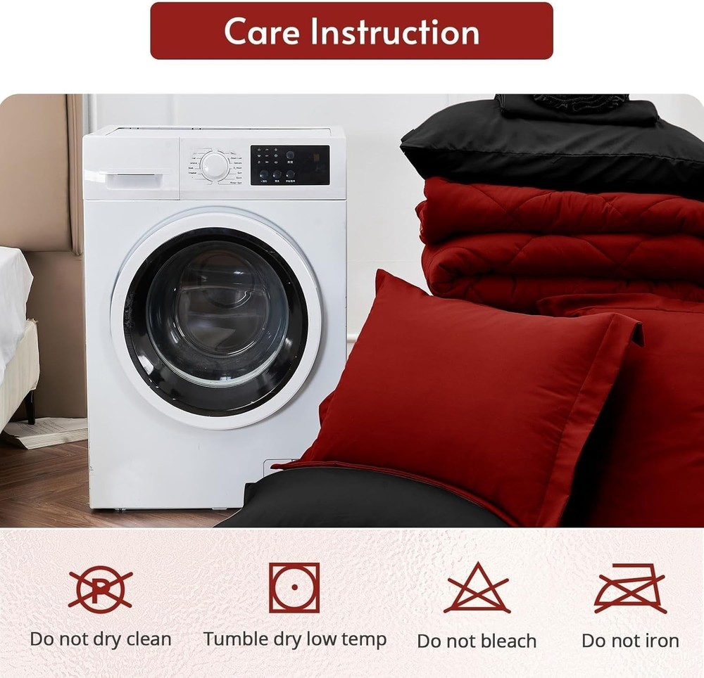 California King 7pc Comforter Set - Ultra-Soft Microfiber Bedding Red/Black