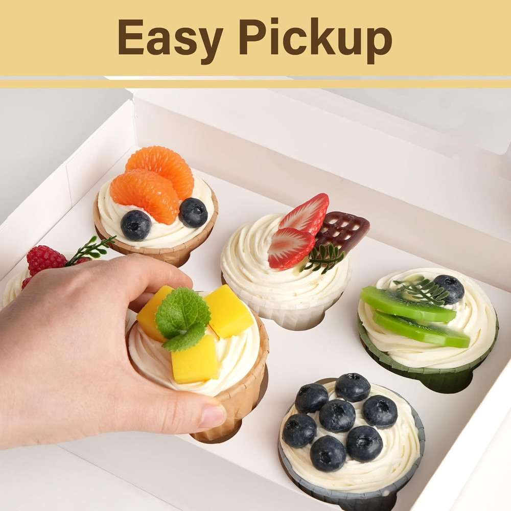 12 Pack Cupcake Boxes 6 Count, Pre-Folded Cupcake Carrier with Window Holding 72