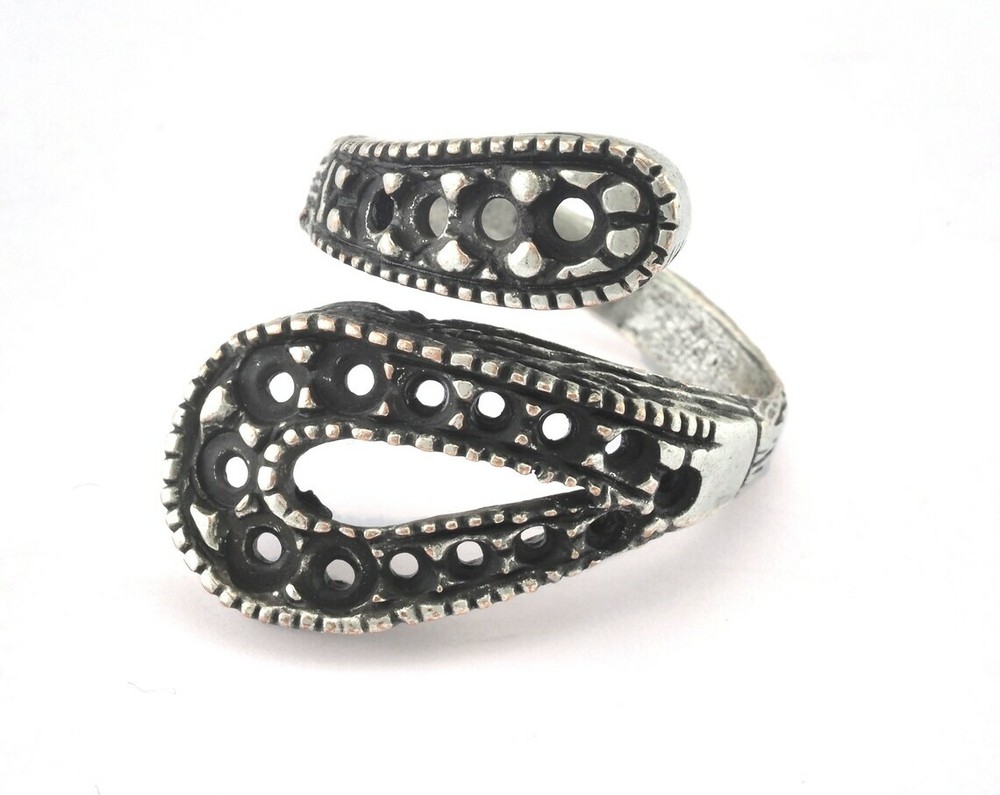 Ring Adjustable Ring Setting - Antique Silver Plated brass 18mm 8US 3148