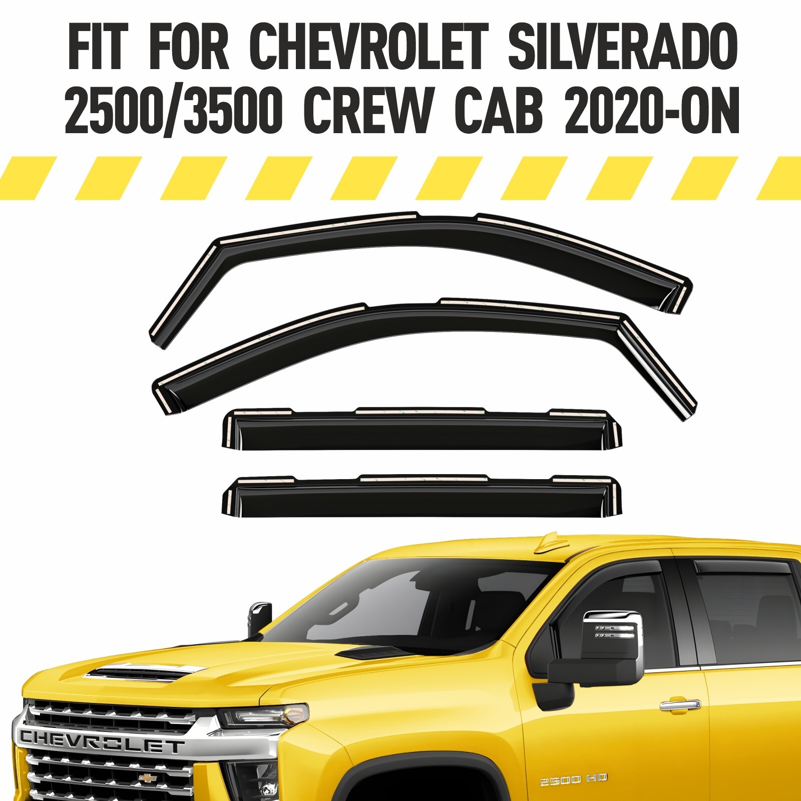 Rain Guards Vent Visors Shade for 20-23 Chevy Silverado Crew Cab 2500/3500
