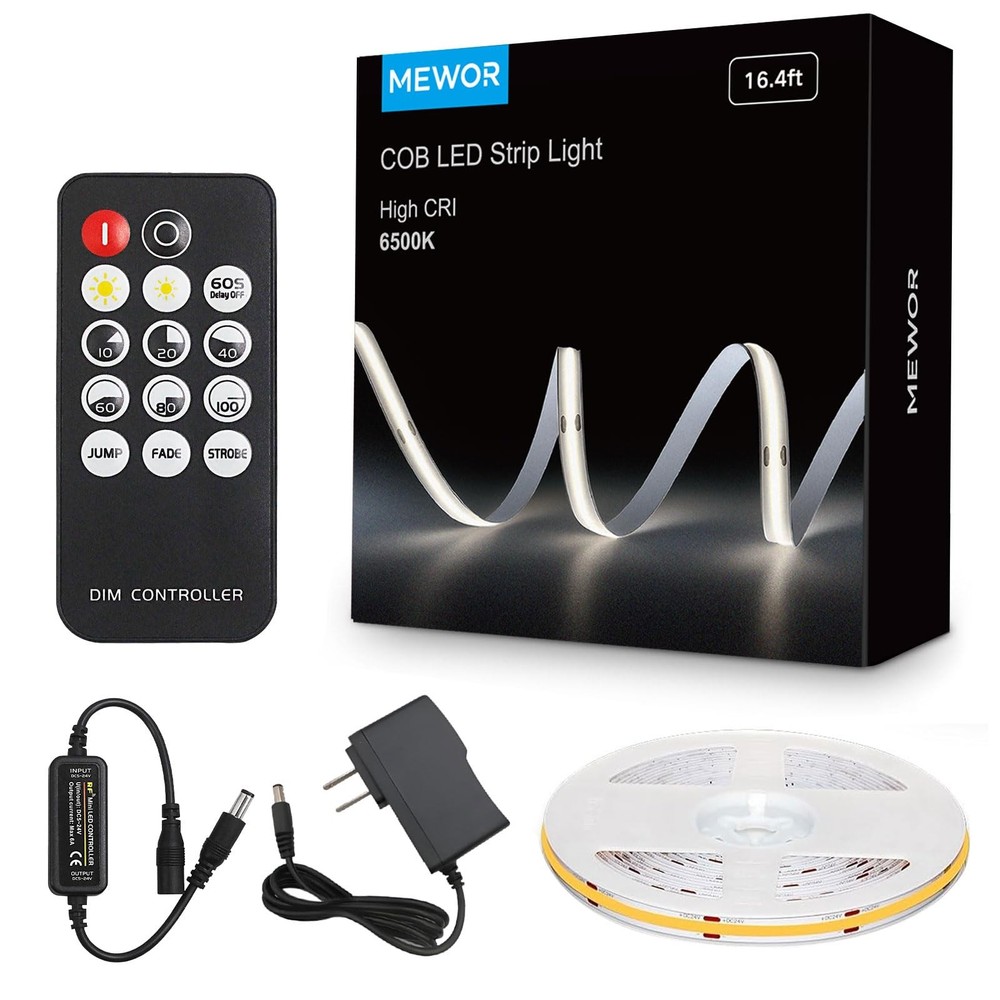 LED Strip Lights with Remote, 16.4ft 6500K Cuttable Dimmable Bright Daylight,...