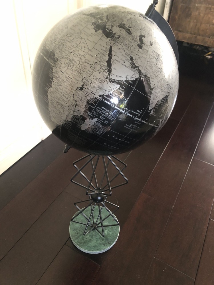 Mid-Century Designed Black/Silver World Globe [Unique]