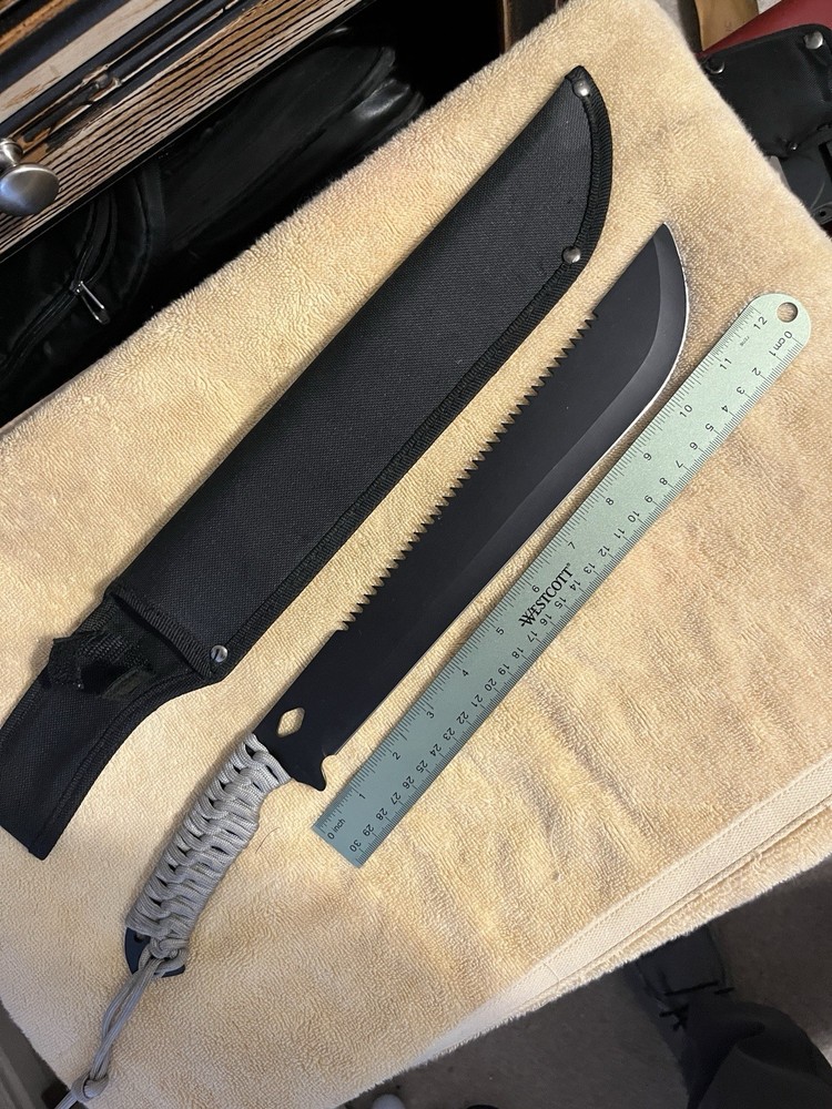 Avalanche Saw Tooth Mini Machet, Paracord Wrapped Handle, Nylon Sheath