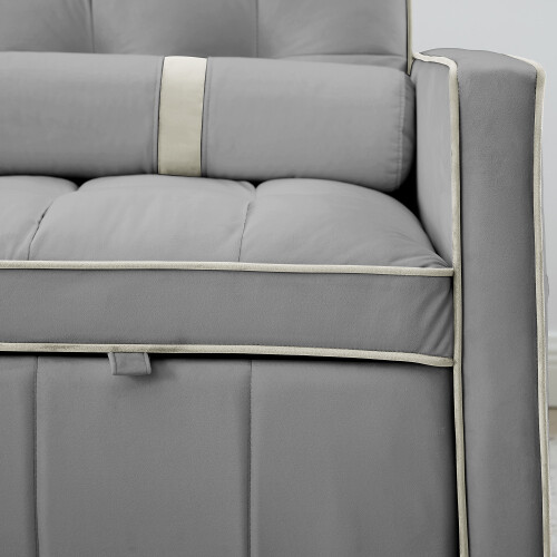 Modern 55.5" Pull Out Sleep Sofa Bed 2 Seater Loveseats Sofa Couch w/side pocket