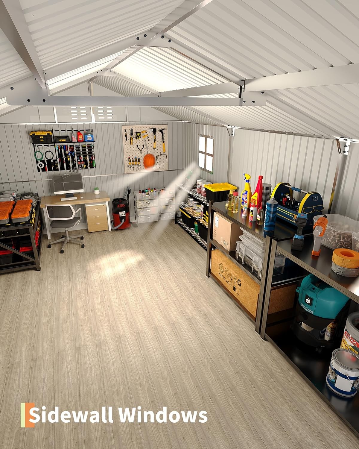 12X20 FT Metal Enclosed Carport Metal Garage Shed Heavy Duty Galvanized Steel