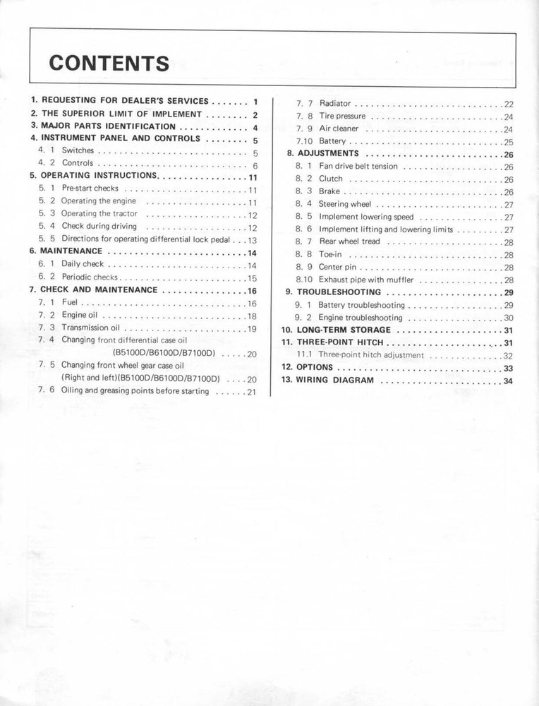 KUBOTA B5100D B5100E B6100D B6100E B7100D TRACTOR OPERATORS MANUAL - LOOP BOUND