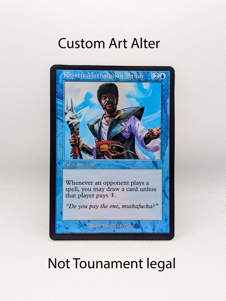 Rhystic Study (Rhystic M'fn Study) Foil Custom sticker on bulk MTG Commander