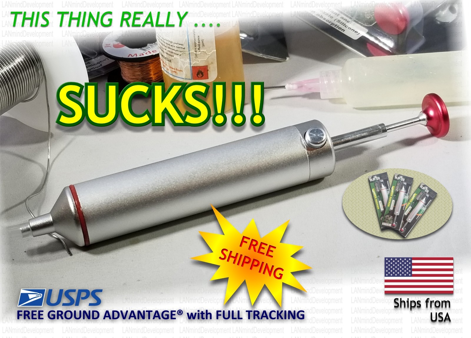 Aluminum Desoldering Vacuum w/Powerful Suction for PCB Solder Removal