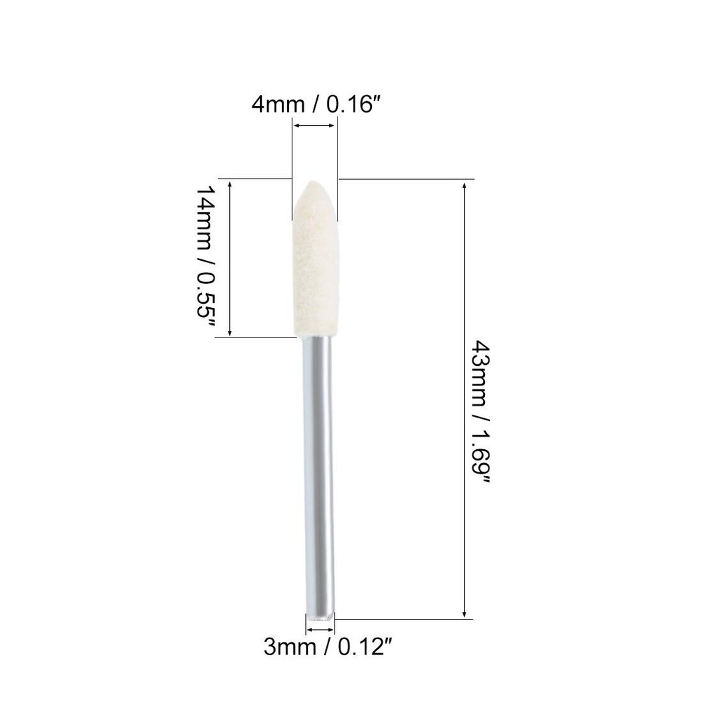 uxcell 4mm Wool Felt Mounted Points Tapered Polishing Bits Burrs Buffing Whee...