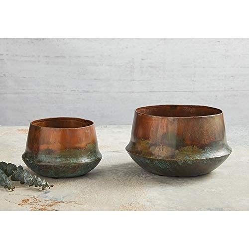 Rustic Finished Planter/Pot, 5" Diameter, Copper/Blue