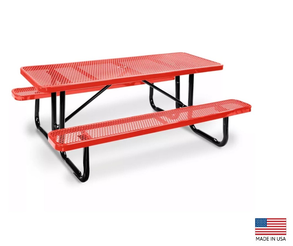 PICNIC TABLE Commercial - All Metal Construction & Steel Frame  6 Ft Rectangular