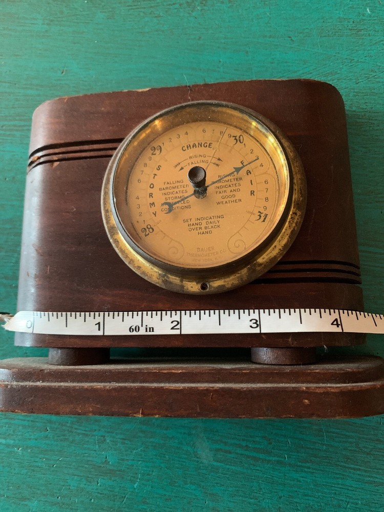 Antique Barometer Wood And Brass Bauer