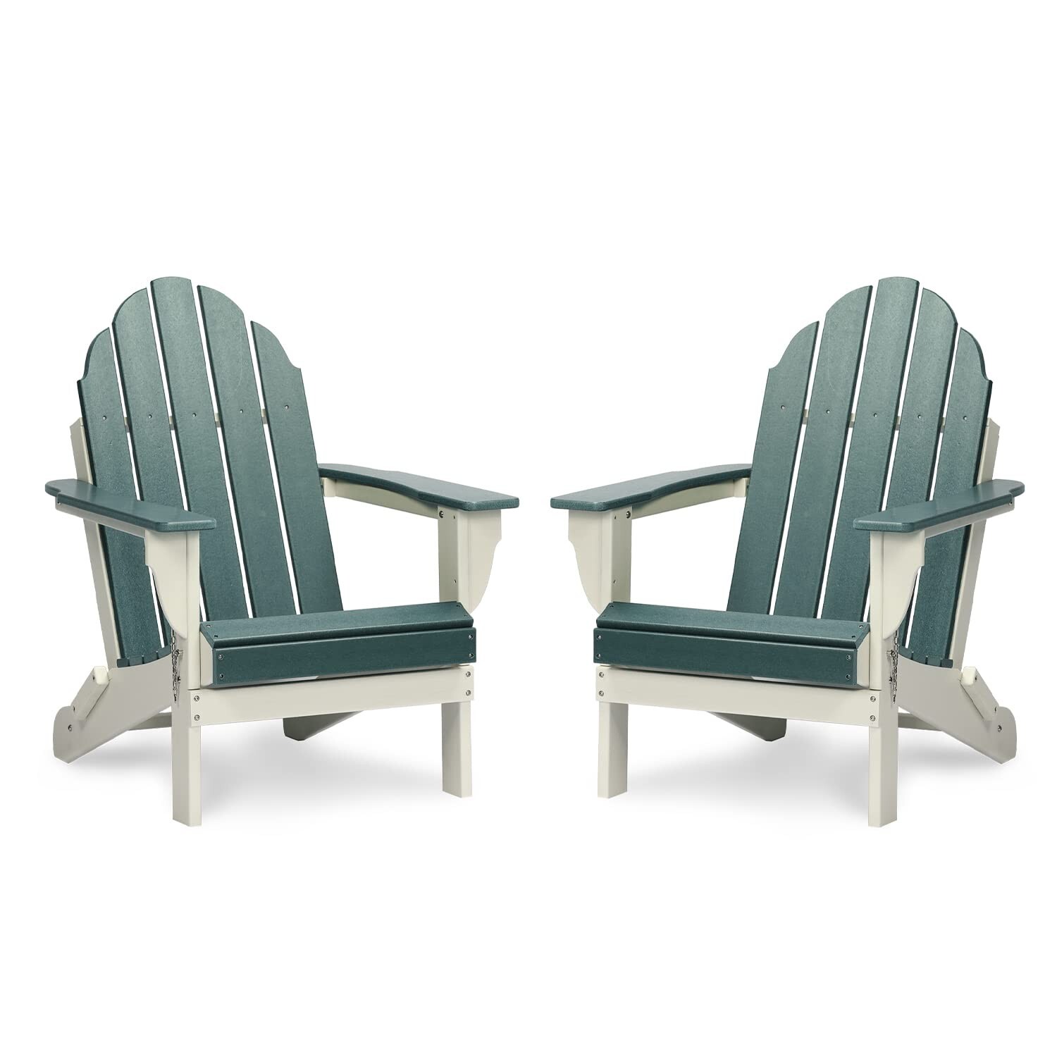 Set of 2 Folding Adirondack Chair Outdoor HDPE Patio All Weather Fire Pit Chairs
