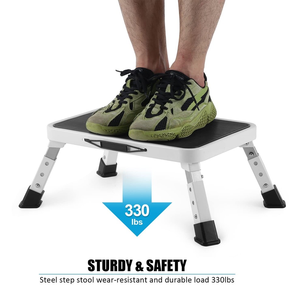 Folding Step Stool Height-Adjustable Step Stool with Non-Slip Platform Step