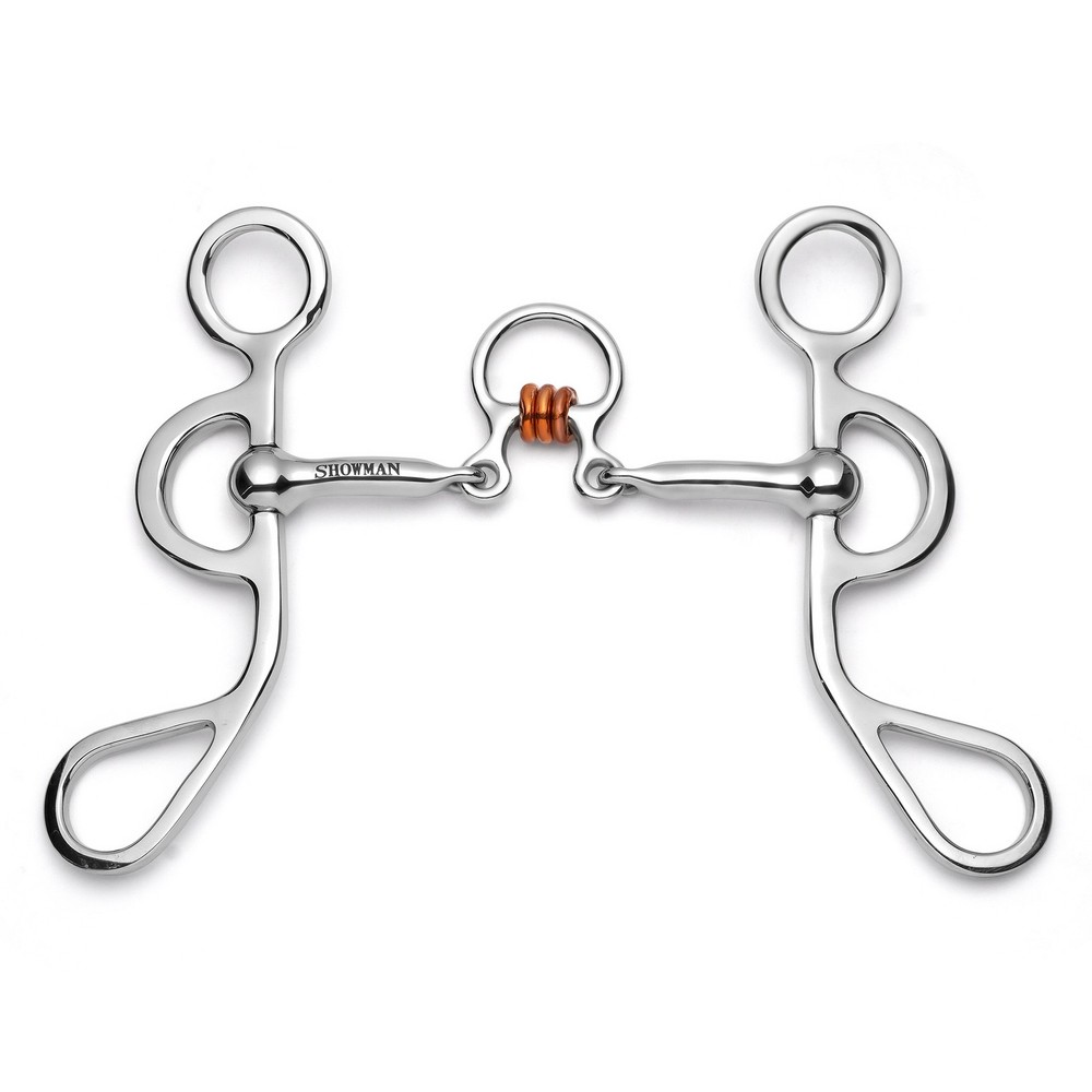 Showman Argentine Shank Bit w/ Three Piece Jointed Copper Rollers