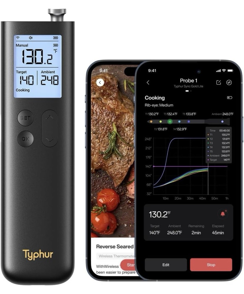 Typhur Sync Gold Lite Smart Wireless Thermometer Model WT10 (No Manual)