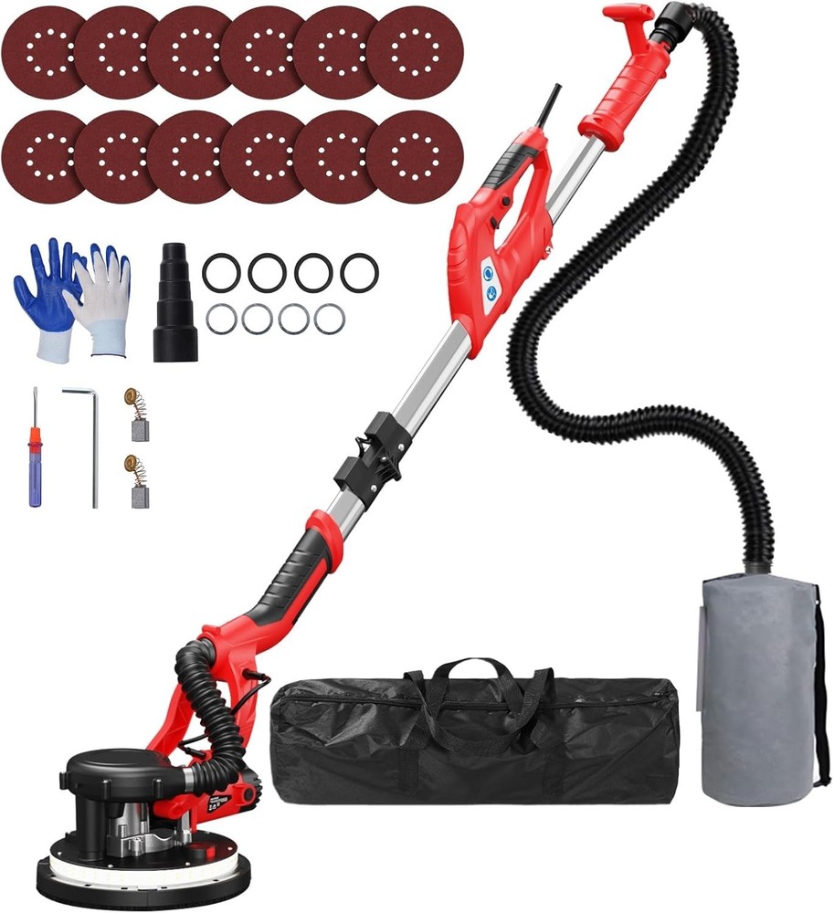 Drywall Sander Popcorn Ceiling Removal Tool with Dust Collector LED Light 8A