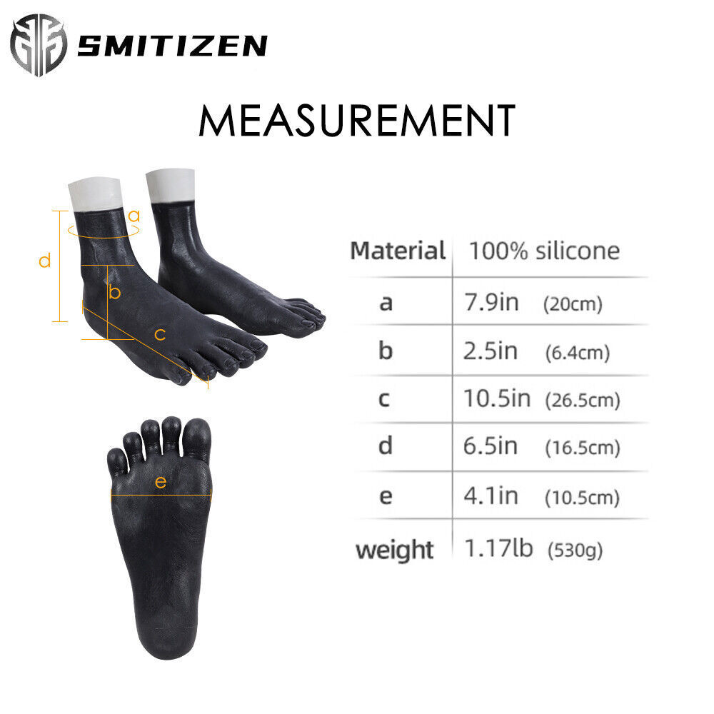 Smitizen Silicone Black Male Human Feet Realistic Skin Elastic Sock For Cosplay