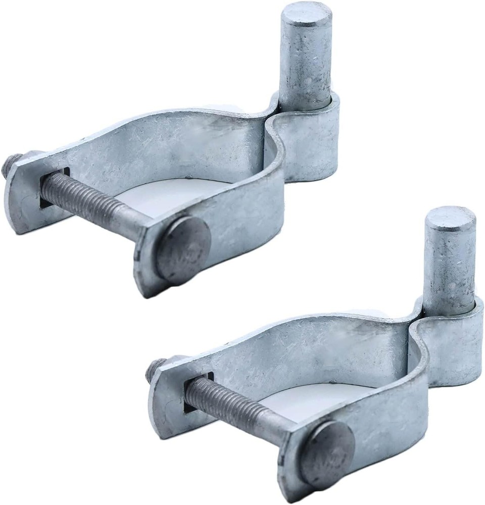 2 Pack Chain Link Fence Gate Post Hinge - Galvanized, Nut/Bolt (1-5/8 Inch)