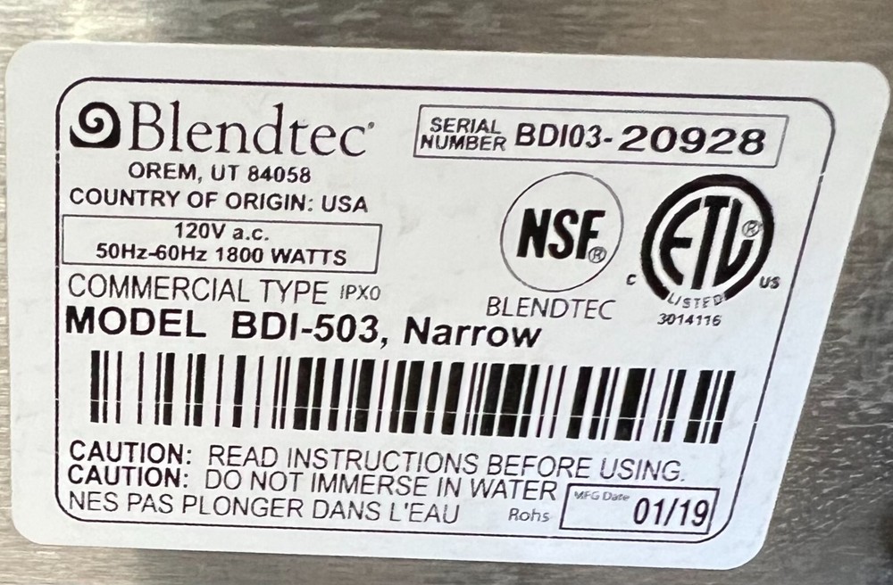 BlendTec BDI-503 Narrow