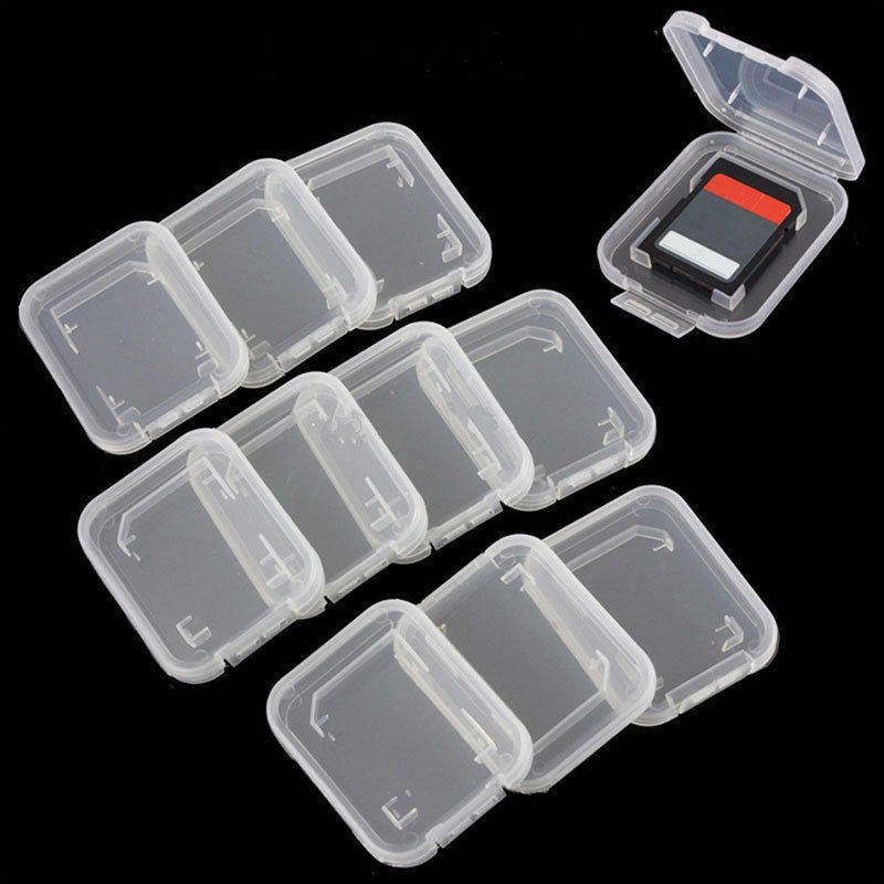 10PCS Transparent Plastic SD SDHC Memory Card Case Holder Storage Box
