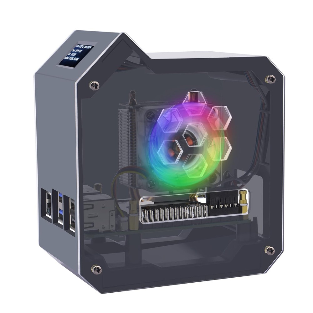GeeekPi Mini Tower Kit for Raspberry Pi 5, Case with ICE Cooler, black