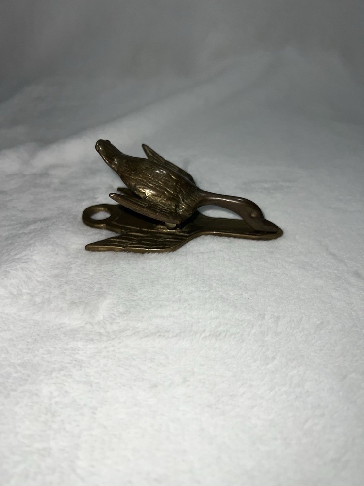 Vintage Heavy Solid Brass Flying Bird Wall Note Clip Spring Action 5oz Brass