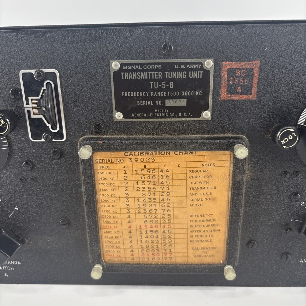 US Army Signal Corps Transmitter Tuning Unit TU-5-B - Untested. Well Kept!