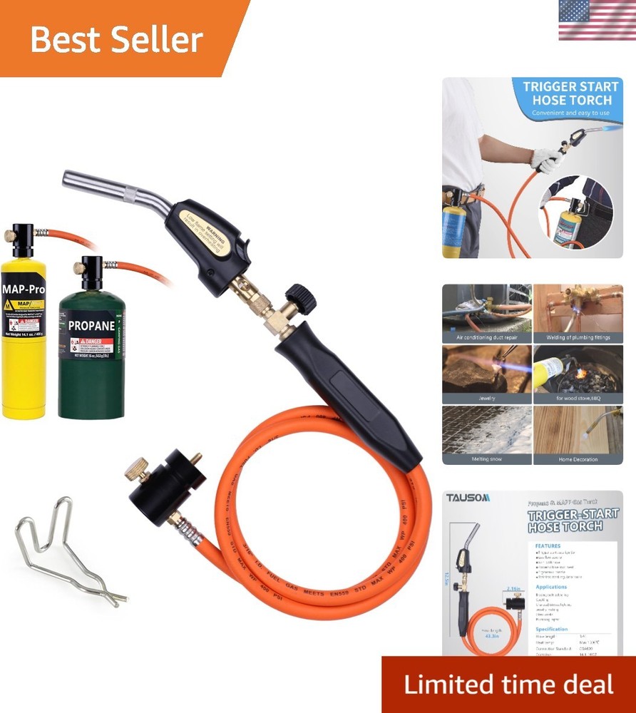 Multi-Purpose Propane Torch Kit (3.6Ft) - Lightweight with Adjustable Heat Knob