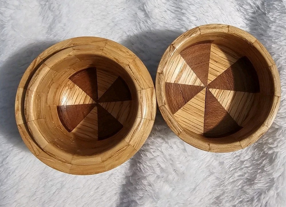 Vintage Hand-turned Segmented Wood Lidded Container