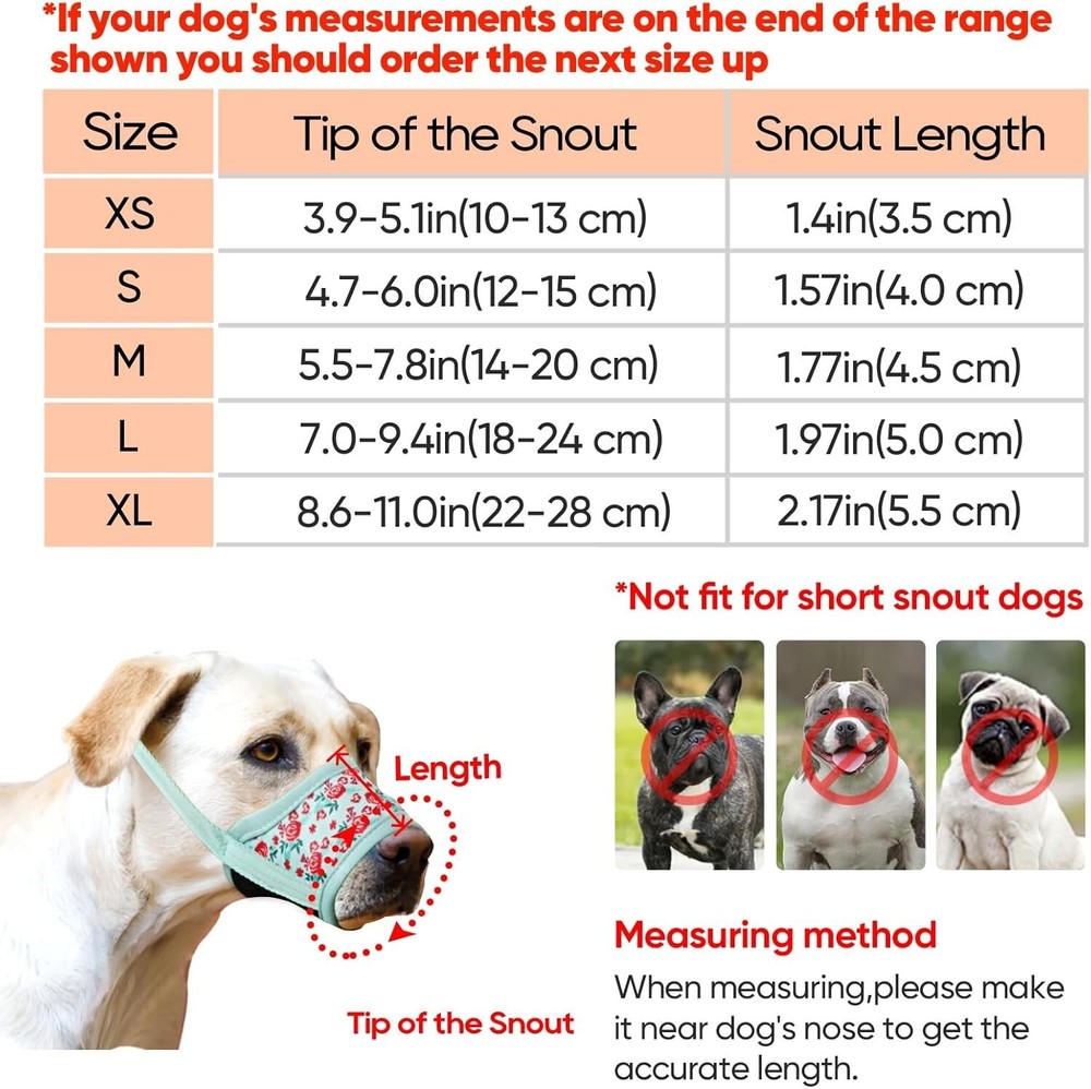 Cyan Flower Adjustable Dog Muzzle - Effective Anti-Biting & Chewing Solution