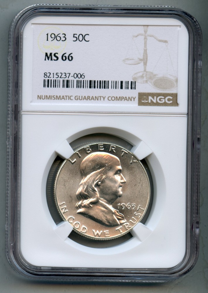 1963 Franklin Silver Half Dollar NGC MS 66