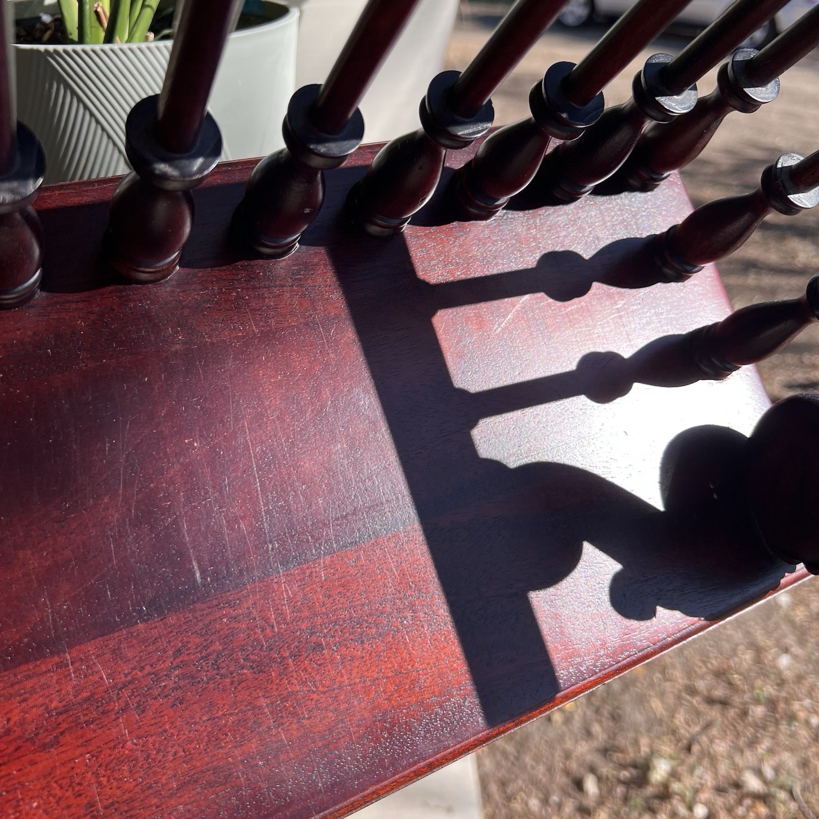 Vintage | Mahogany Carved Desk Trough | Wooden Book Stand Holder | 16.75"
