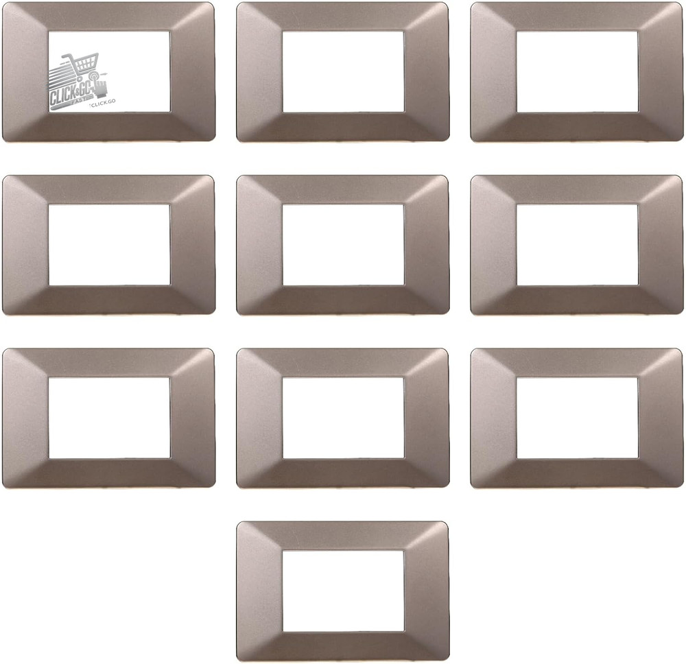 PACK OF 10 TECHNOPOLYMER PLATES, COMPATIBLE WITH VIMAR FLAT, 3 MODULES