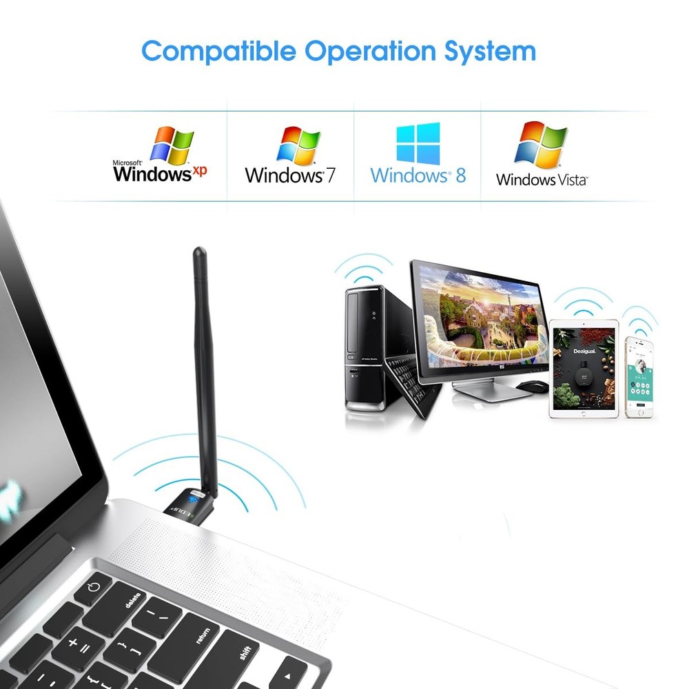 EDUP USB WiFi Adapter for PC, Wireless Network 150Mbps, Black