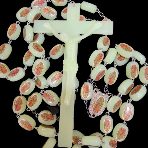 VIRGEN DE GUADALUPE Large Catholic rosary glow in the dark  Wall  Decor 50"