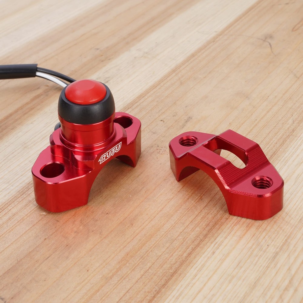 CNC Universal Motorcycle Engine Stop Start Kill with Mounting Backplate, Red