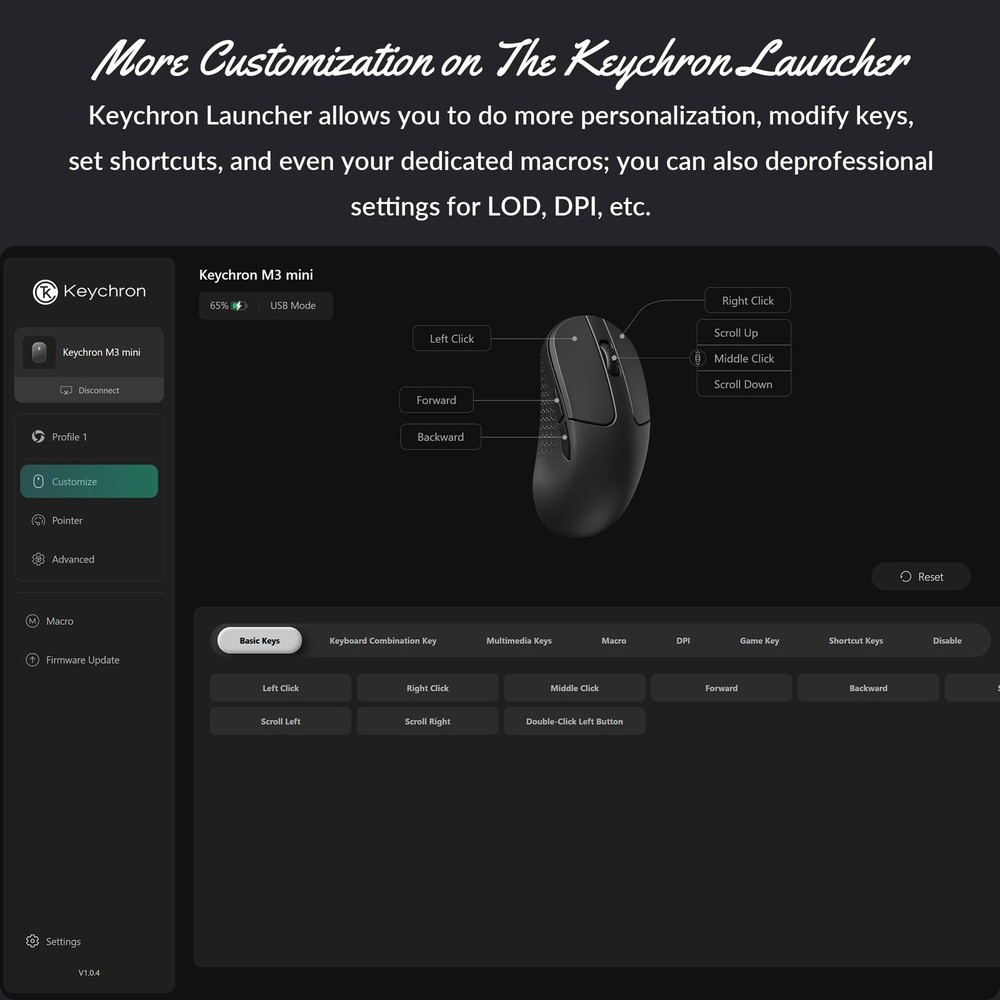 M3 Mini Wireless Optical Mouse, Bluetooth 5.2/2.4 GHz/Wired Gaming Mouse, Pro...