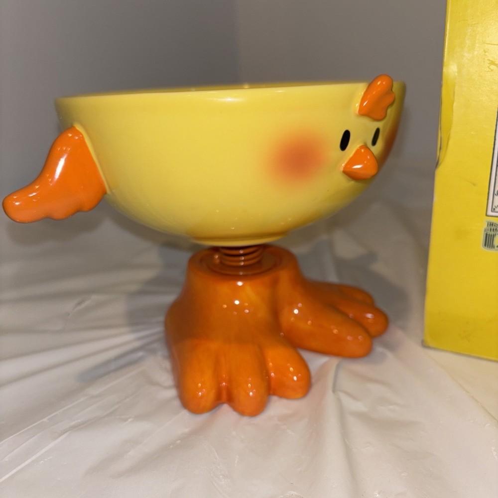 Yellow Ceramic Chick Chicken Dip Bowl, Candy Dish, Easter Time