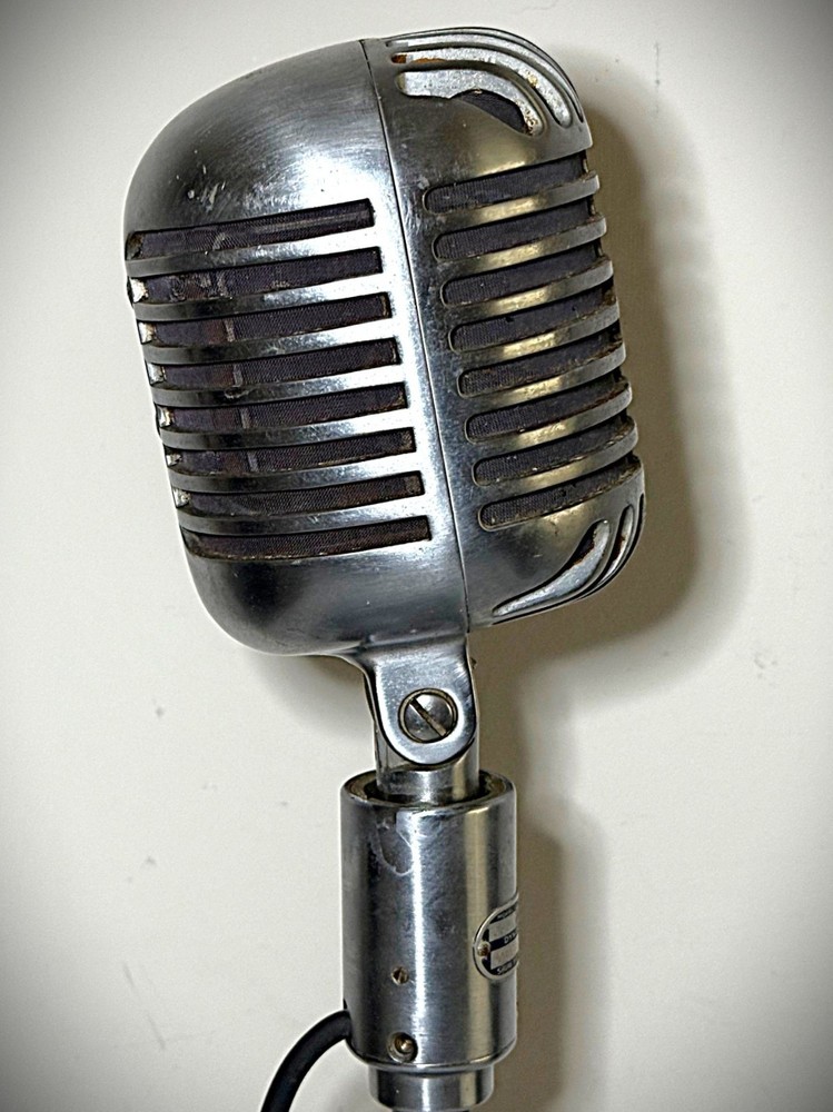 Vintage 1950s Fatboy Shure 556 Dynamic Microphone, works, cable, stand, original