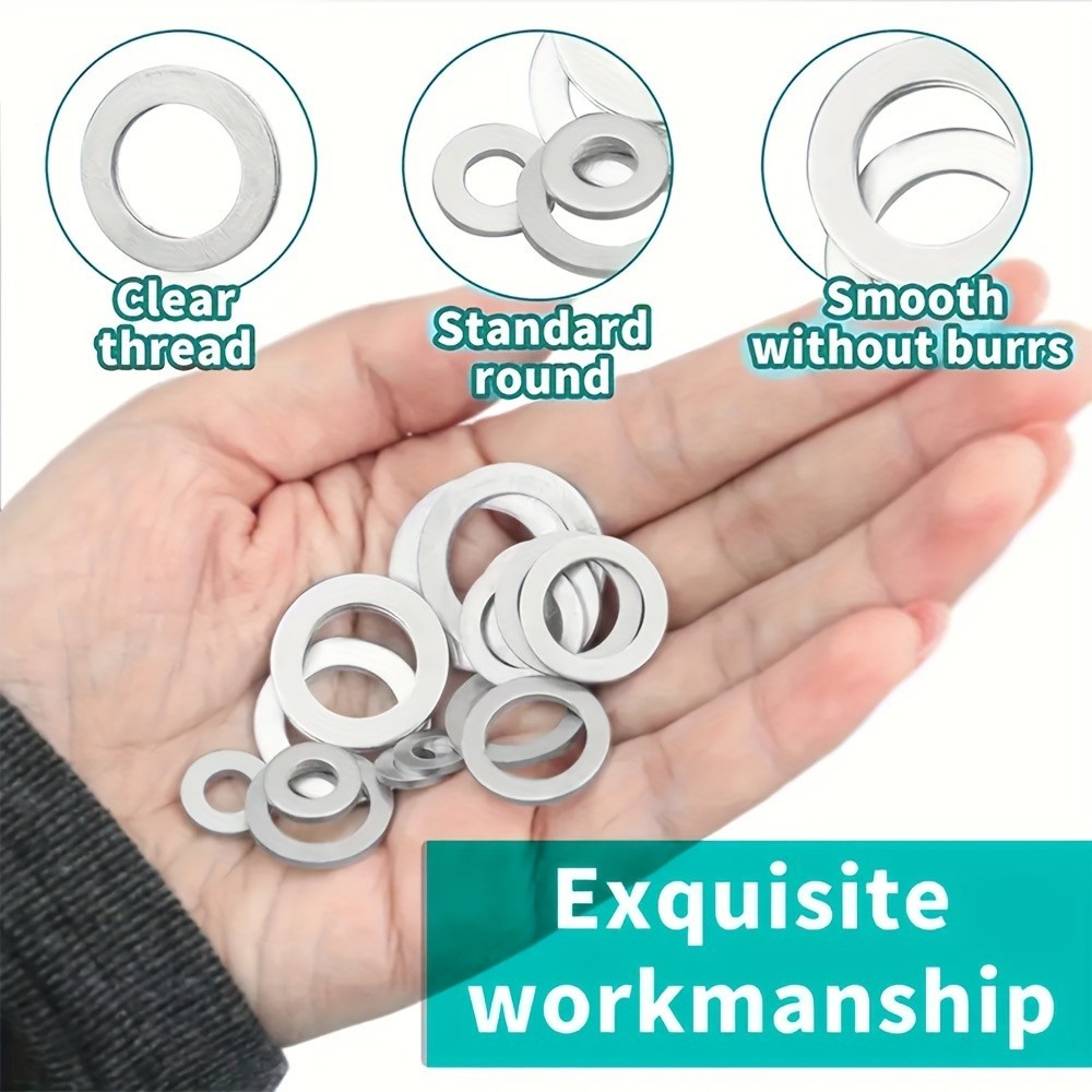 280Pcs Aluminum Flat Washer Kit - Multiple Sizes for Mechanical & DIY Repairs