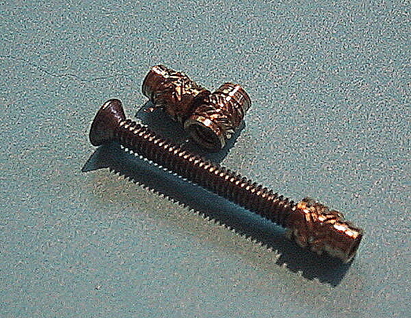 Installation kit for Collins weighted "spinner" knob, 2-56 flat screws + inserts