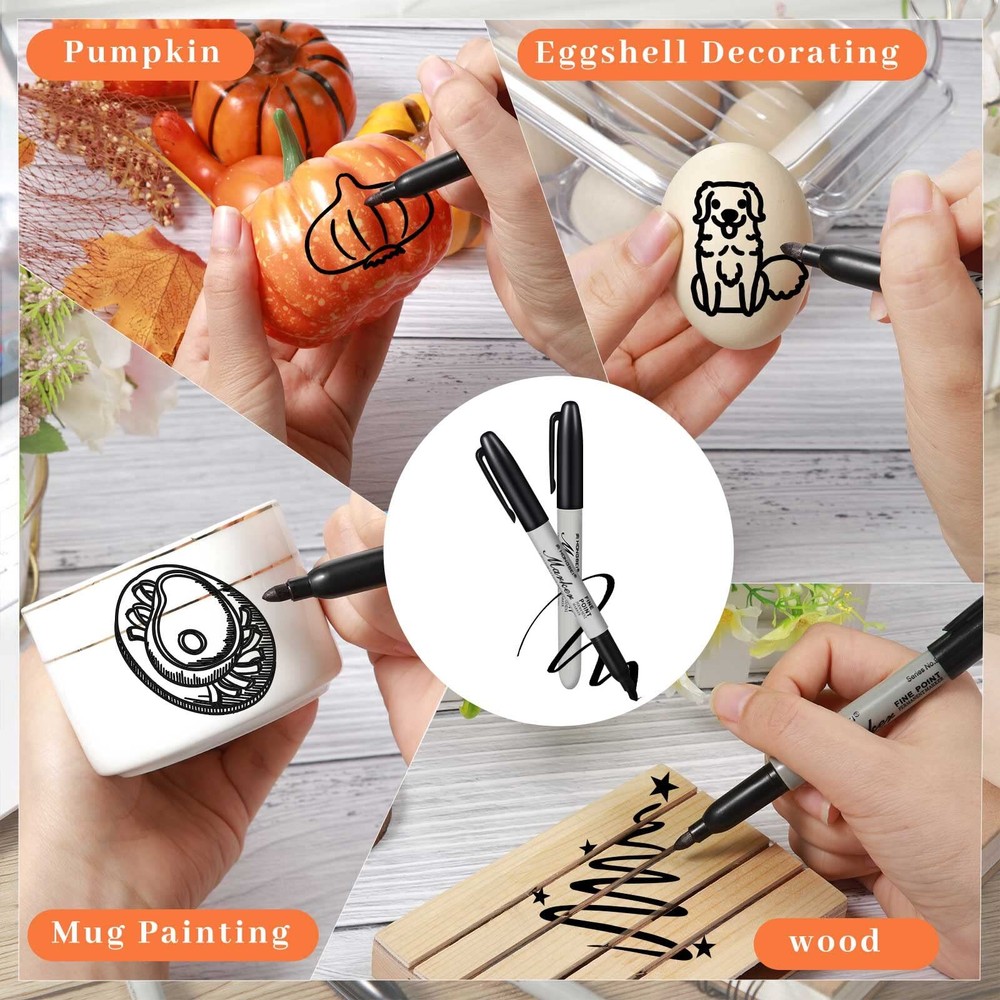 200 Pack Permanent Markers Bulk Permanent Marker Set Fine Point Marker Pens W...