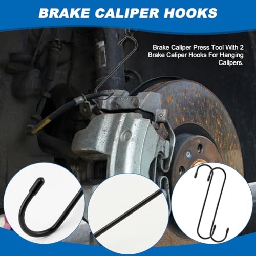 Brake Caliper Compression Tool with 2 Caliper Hanger, 360° Adjustable Blue