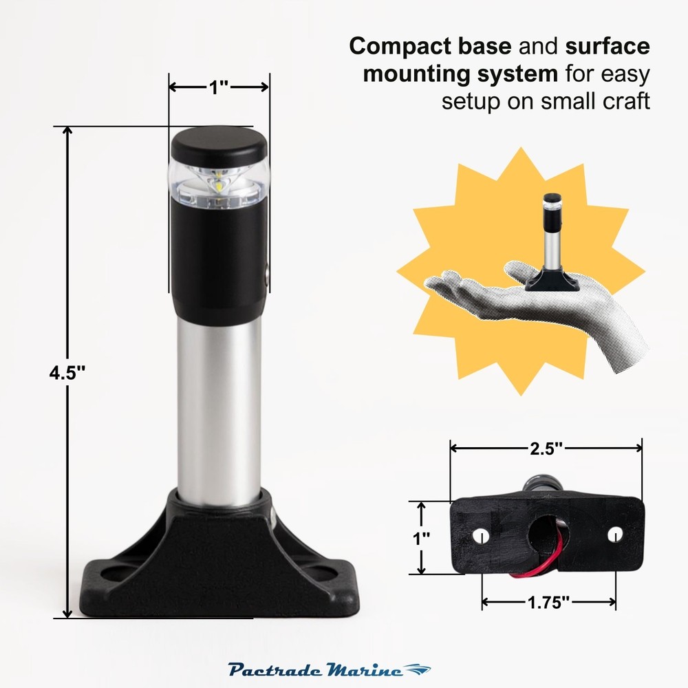 Pactrade Marine 4.5" White All-Round Light (Fixed Base, Surface Mount)