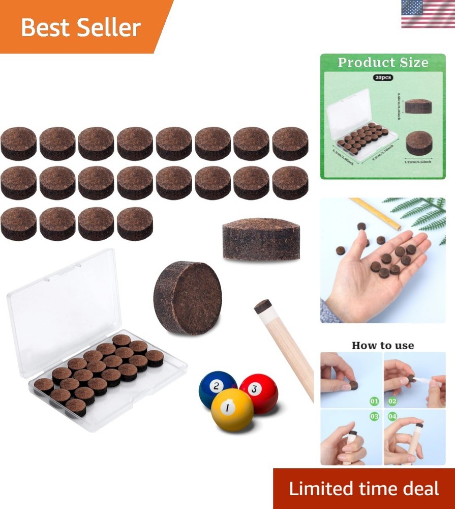 Billiard Pool Cue Tips Pool Stick Replacement Tips with Storage Box for Pool ...