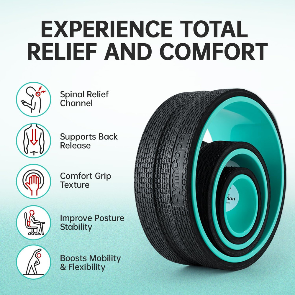 3Pack Back Wheel Foam Roller – Targeted Back & Neck Relief, Lumbar Spine Stretch