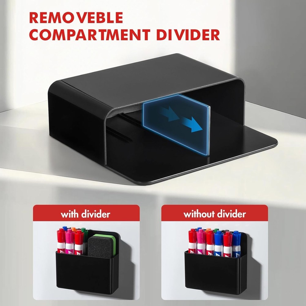 Durable Magnetic Marker Holders - Adjustable & Stylish Classroom Storage Duo