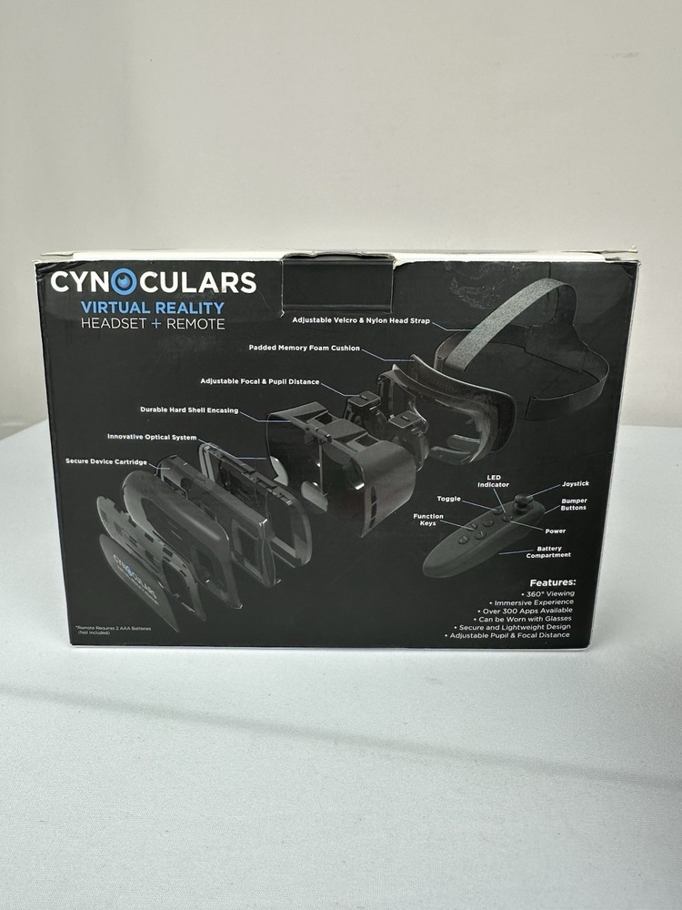 Cynocular's VR Virtual Reality App 3D Glasses Adjustable Headset Plus Remote New